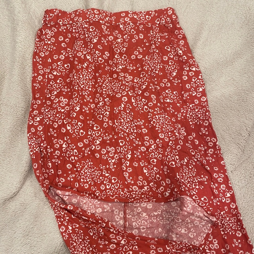 Saltwater Luxe Red Cheetah/Flower Print Midi Skirt